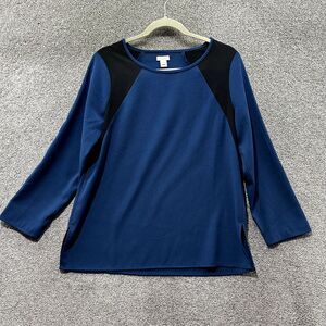 J Crew Blouse Top Women 6‎ Blue Long Sleeve Round Neck Office Career Casual